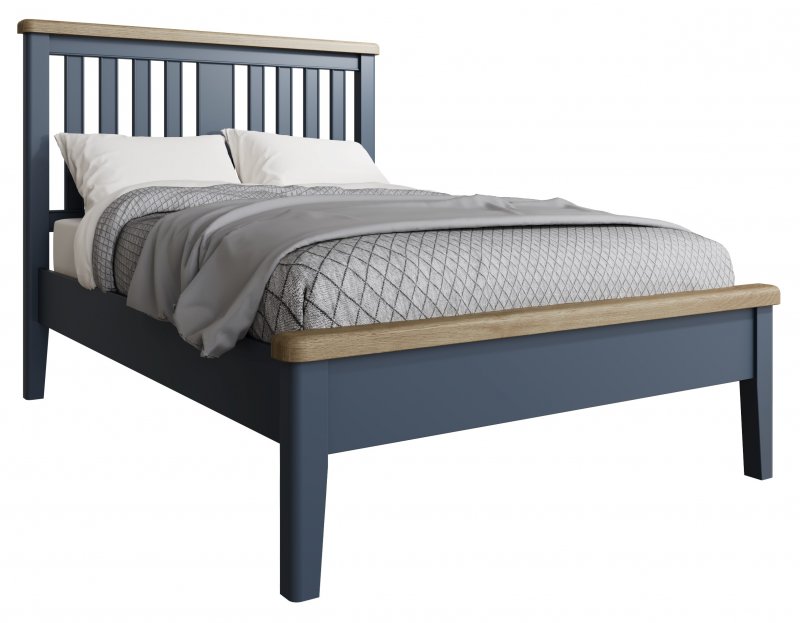 Selkirk Blue Bedframe With Wooden Headboard