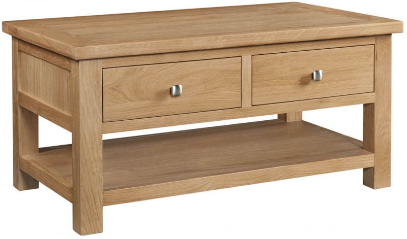 Budleigh Light Oak Coffee Table With 2 Drawers