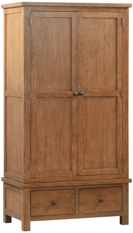 Budleigh Rustic Gents Wardrobe With 2 Drawers
