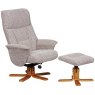 Hebdon Swivel Recliner with Free Footstool In Wheat Fabric