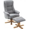 Piper Swivel Recliner + Free Footstool in Lake Blue Fabric