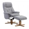 Bath Recliner Chair + Free Footstool in Lisbon Silver Fabric