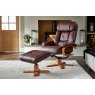 Penrith Swivel Recliner + Free Footstool in Chestnut Leather Match