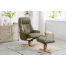 Bath Recliner Chair + Free Footstool In Olive Green