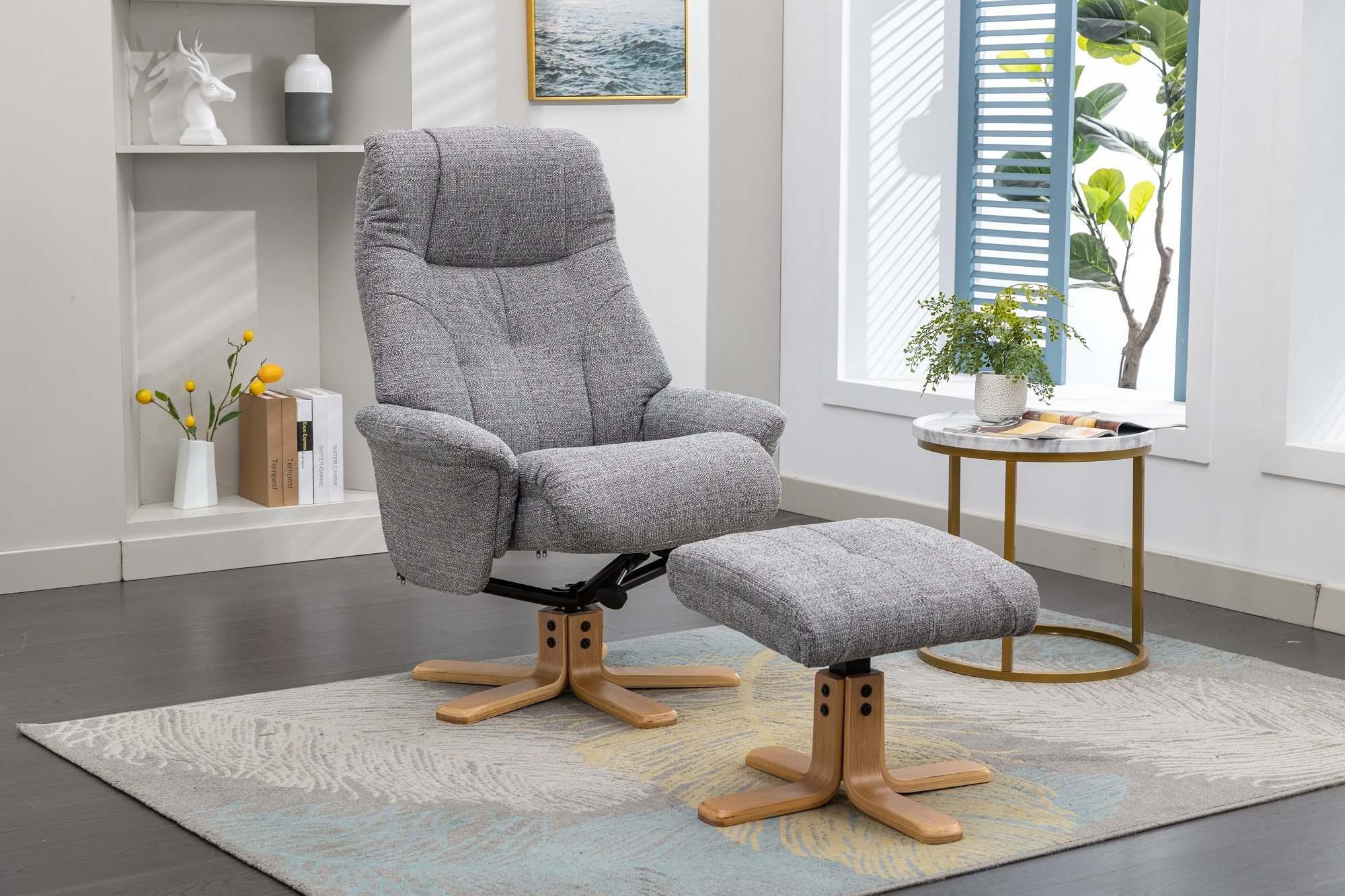 Bath Recliner Chair Free Footstool In Lisbon Rock Fabric