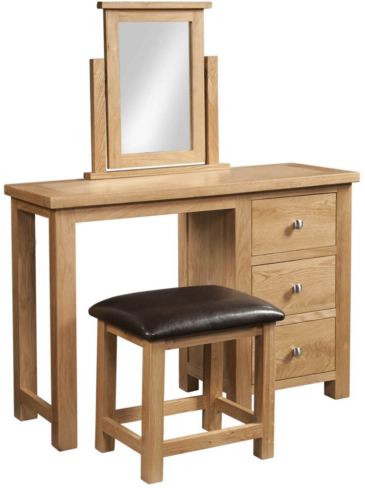 Budleigh Light Oak Dressing Table + Stool London Lounge