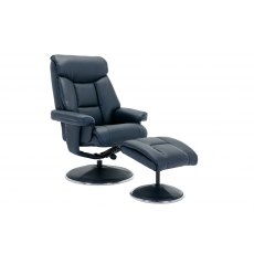 Morgan Swivel Recliner with Free Footstool in Navy Morgan Swivel Recliner with Free Footstool in Navy