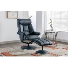 Morgan Swivel Recliner with Free Footstool in Navy Morgan Swivel Recliner with Free Footstool in Navy