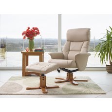 Hebdon Swivel Recliner with Free Footstool In Cafe Latte Leather Look Hebdon Swivel Recliner with Free Footstool In Cafe Latte Leather Look