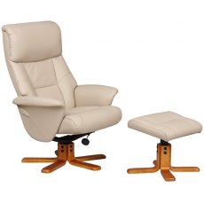 Hebdon Swivel Recliner with Free Footstool In Cafe Latte Leather Look Hebdon Swivel Recliner with Free Footstool In Cafe Latte Leather Look