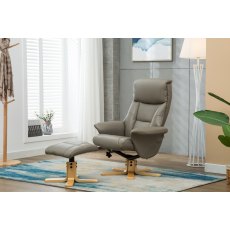 Hebdon Swivel Recliner with Free Footstool In Grey Leather Look Hebdon Swivel Recliner with Free Footstool In Grey Leather Look