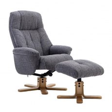 Bath Recliner Chair + Free Footstool in Lisbon Grey Fabric