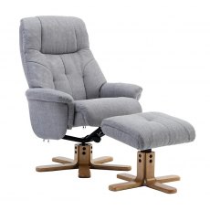 Bath Recliner Chair + Free Footstool in Lisbon Silver Fabric