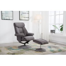 Morgan Swivel Recliner with Free Footstool in Lisbon Grey Fabric