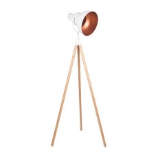 Tripod Floor Lamp - White Metal/Nat Wood Tripod Floor Lamp - White Metal/Nat Wood