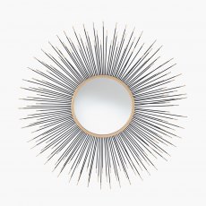 Gold & Black Metal Sunburst Wall Mirror