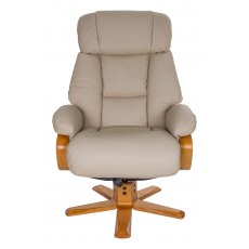 Penrith Swivel Recliner + Free Footstool in Ivory Leather Match Penrith Swivel Recliner + Free Footstool in Ivory Leather Match