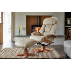 Penrith Swivel Recliner + Free Footstool in Ivory Leather Match Penrith Swivel Recliner + Free Footstool in Ivory Leather Match