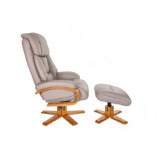 Penrith Swivel Recliner + Free Footstool in Pebble Leather Match Penrith Swivel Recliner + Free Footstool in Pebble Leather Match