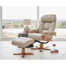 Penrith Swivel Recliner + Free Footstool in Pebble Leather Match Penrith Swivel Recliner + Free Footstool in Pebble Leather Match