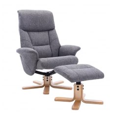 Hebdon Swivel Recliner with Free Footstool In Slate Fabric Hebdon Swivel Recliner with Free Footstool In Slate Fabric