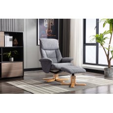 Hebdon Swivel Recliner with Free Footstool In Slate Fabric Hebdon Swivel Recliner with Free Footstool In Slate Fabric