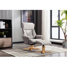 Hebdon Swivel Recliner With Free Footstool In Fossil Fabric Hebdon Swivel Recliner With Free Footstool In Fossil Fabric