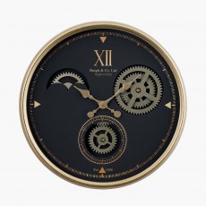 Black and Champagne Metal Working Cog Wall Clock