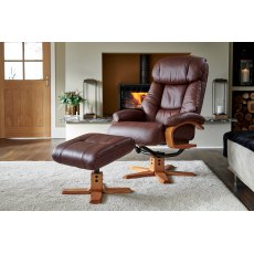 Penrith Swivel Recliner + Free Footstool in Chestnut Leather Match Penrith Swivel Recliner + Free Footstool in Chestnut Leather Match