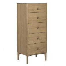 Adaline Oak Tall 5 Drawer Chest Adaline Oak Tall 5 Drawer Chest