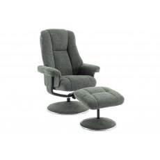 Franklin Swivel Recliner + Footstool in Fern Fabric Franklin Swivel Recliner + Footstool in Fern Fabric