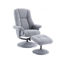 Franklin Swivel Recliner + Footstool In Dove Fabric Franklin Swivel Recliner + Footstool In Dove Fabric