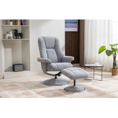 Franklin Swivel Recliner + Footstool In Dove Fabric Franklin Swivel Recliner + Footstool In Dove Fabric