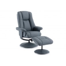 Franklin Swivel Recliner + Footstool In Petrol Blue Franklin Swivel Recliner + Footstool In Petrol Blue