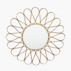 Antique Gold Metal Petal Design Round Wall Mirror Antique Gold Metal Petal Design Round Wall Mirror