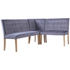 Budleigh Light Oak Velvet Corner Dining Bench Budleigh Light Oak Velvet Corner Dining Bench