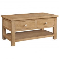 Budleigh Light Oak Coffee Table With 2 Drawers Budleigh Light Oak Coffee Table With 2 Drawers