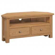 Budleigh Light Oak Large Corner TV Unit
