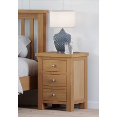Budleigh Light Oak 3 Drawer Bedside Chest Budleigh Light Oak 3 Drawer Bedside Chest
