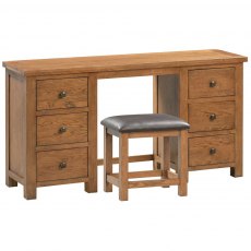 Budleigh Rustic Double Pedestal Dressing Table + Stool Budleigh Rustic Double Pedestal Dressing Table + Stool