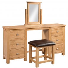 Budleigh Light Oak Double Pedestal Dressing Table + Stool Budleigh Light Oak Double Pedestal Dressing Table + Stool