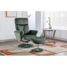 Sophia Swivel Recliner + Free Footstool In Moss Green Sophia Swivel Recliner + Free Footstool In Moss Green