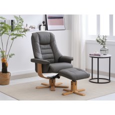 Celine Swivel Recliner + Free Footstool In Dark Grey Celine Swivel Recliner + Free Footstool In Dark Grey