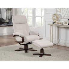 Kember Swivel Recliner + Free Footstool In Beige Fabric Kember Swivel Recliner + Free Footstool In Beige Fabric