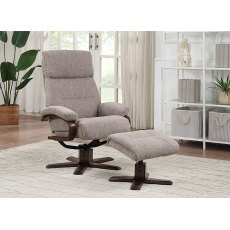 Kember Swivel Recliner + Free Footstool In Taupe Fabric Kember Swivel Recliner + Free Footstool In Taupe Fabric