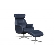 Faversham Swivel Recliner + Free Footstool In Navy Faversham Swivel Recliner + Free Footstool In Navy