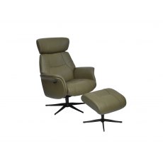 Faversham Swivel Recliner + Free Footstool In Olive Green Faversham Swivel Recliner + Free Footstool In Olive Green