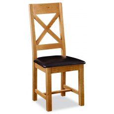 Abingdon Cross Back Dining Chair With PU Seat (Set Of 2) Abingdon Cross Back Dining Chair With PU Seat (Set Of 2)