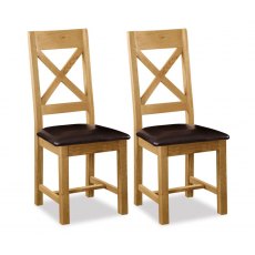 Abingdon Cross Back Dining Chair With PU Seat (Set Of 2) Abingdon Cross Back Dining Chair With PU Seat (Set Of 2)