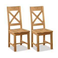 Abingdon Cross Back Dining Chair With Wooden Seat (Set Of 2) Abingdon Cross Back Dining Chair With Wooden Seat (Set Of 2)